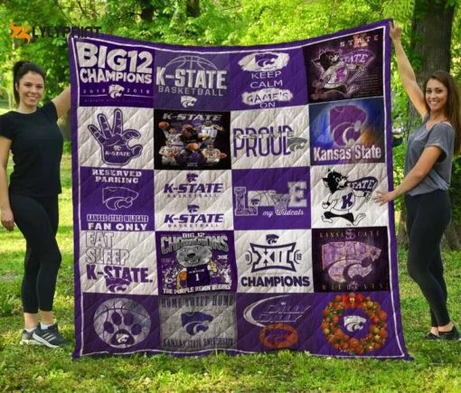 Kansas State Wildcats Quilt Blanket For Fans Home Decor Gift , Soft Quilt, King Size, All Season Cozy Quilt QB0901