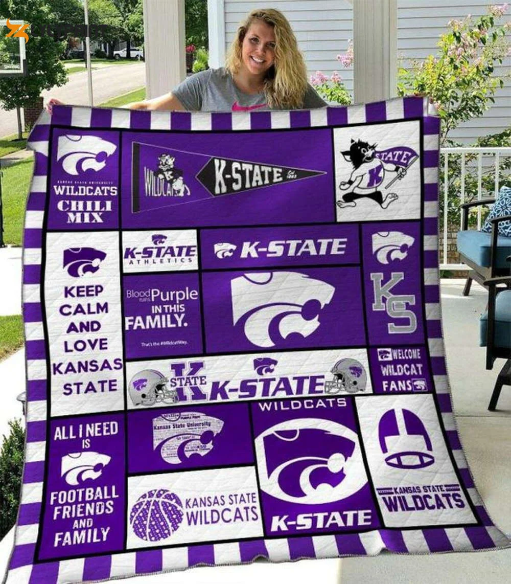 Kansas State Wildcats Quilt Blanket For Fans Home Decor Gift , Soft Quilt, King Size, All Season Cozy Quilt QB0901