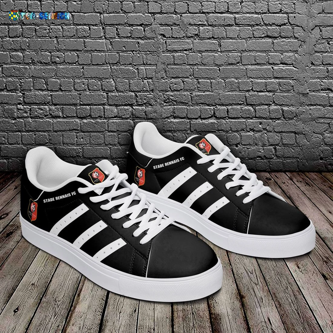 Stade Rennais FC Black White Stripes Stan Smith Shoes , Trendy Style Sneakers ST0801